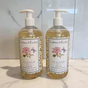 Crabtree & Evelyn Summer Hill Hand Wash 2 Pack  16.9 oz Each Luxury Floral Soap